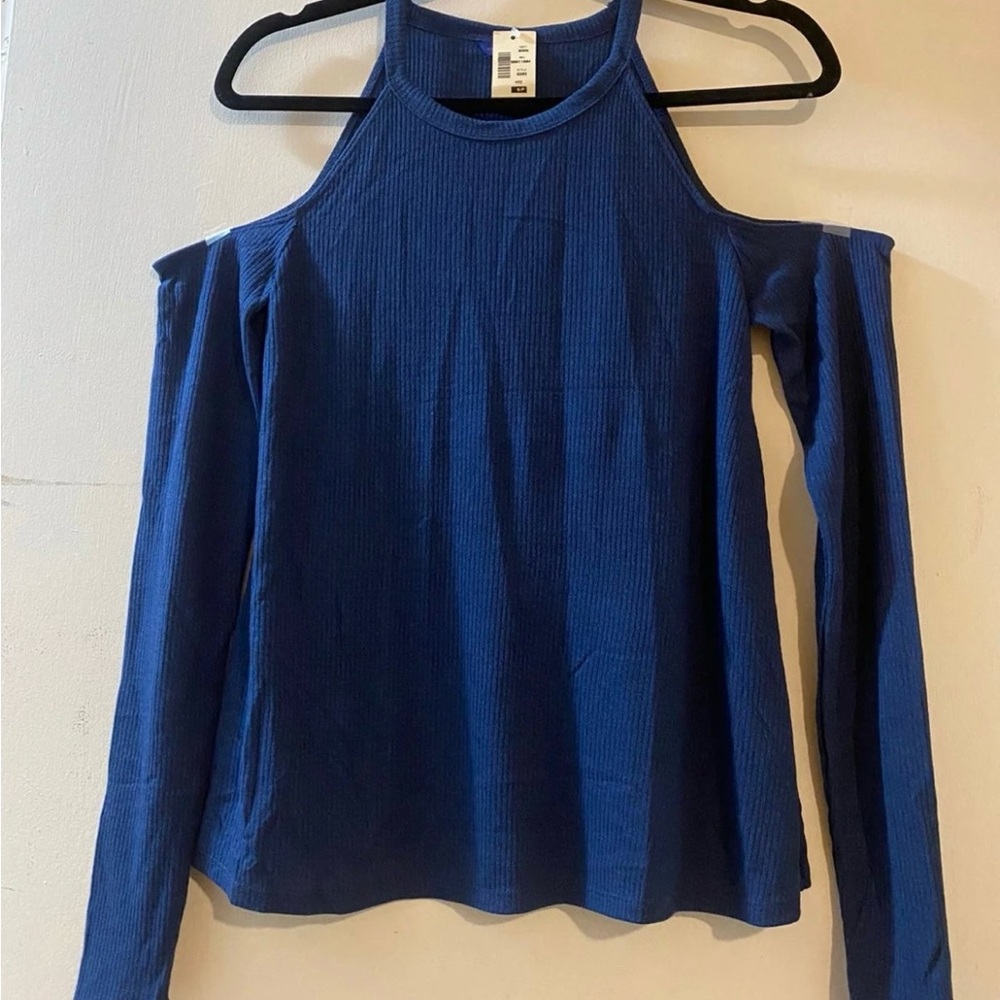 Blue Women's Cold Shoulder Top